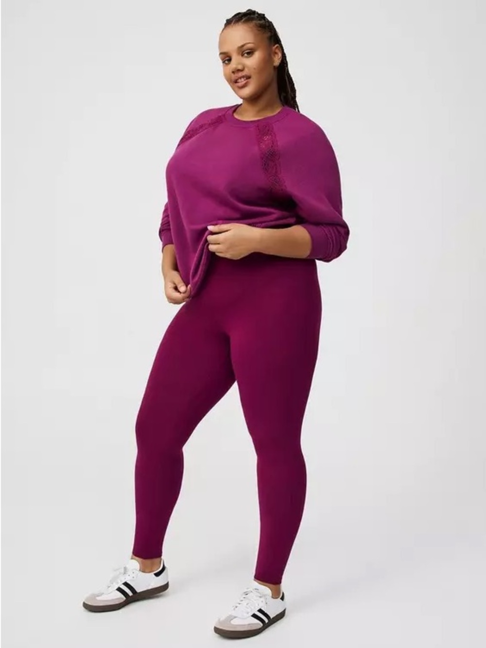 Torrid NWT Plum Caspia Matching Set - Lace Sweatshirt Size 00/10 & Leggings 0/12